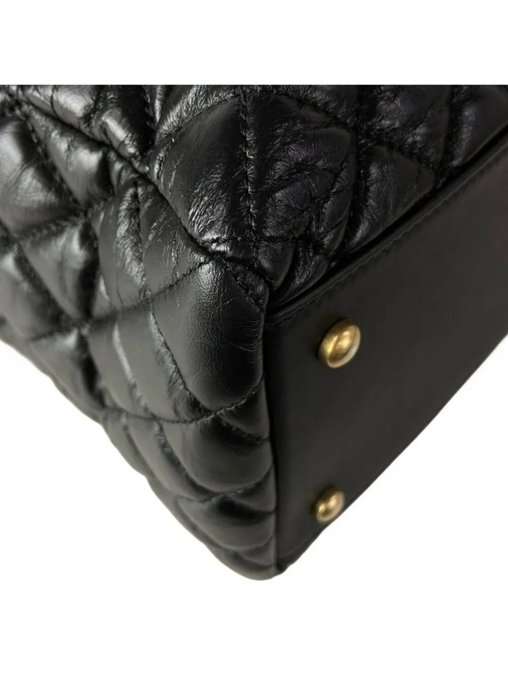 Chanel Shoulder Bag Quilted Black Matte Togo Chain 2-Way